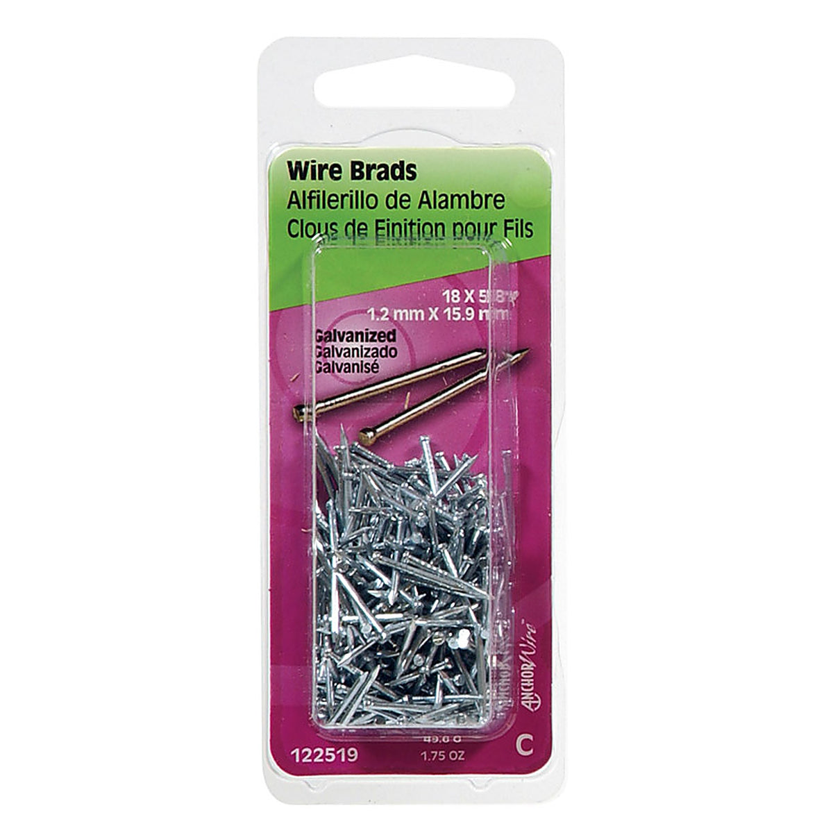 Hillman - 122519 - 18 Ga. x 5/8 in. L Galvanized Steel Brad Nails - 1/Pack 1.75 oz.