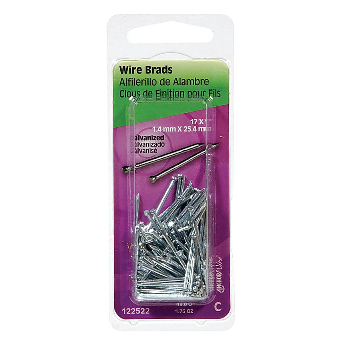 Hillman - 122522 - 17 Ga. x 1 in. L Galvanized Steel Brad Nails - 1/Pack 1.75 oz.