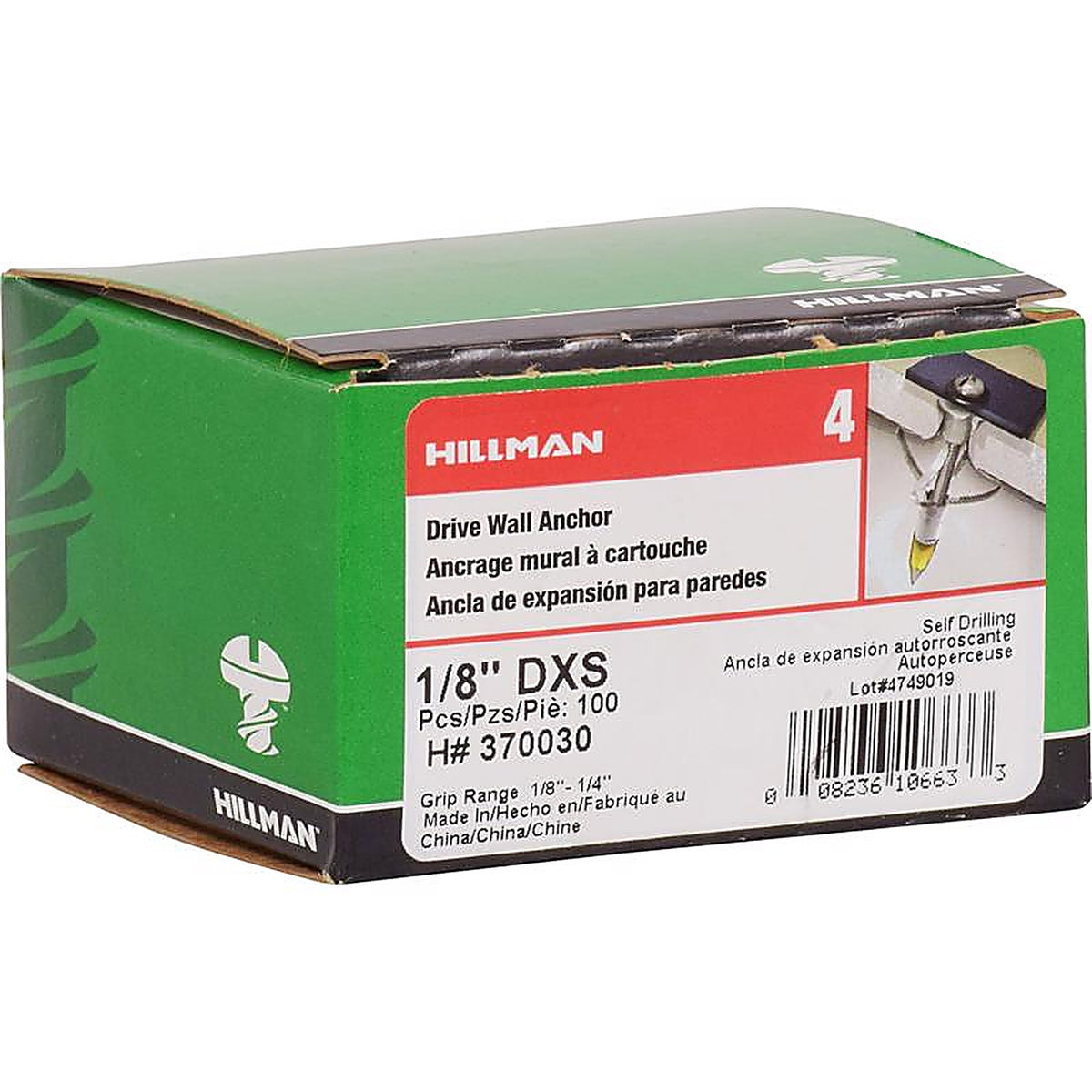 Hillman - 370030 - 1/8 in. D X 1/8 X-Short in. L Metal Round Head Drive Wall Anchors 100 pk