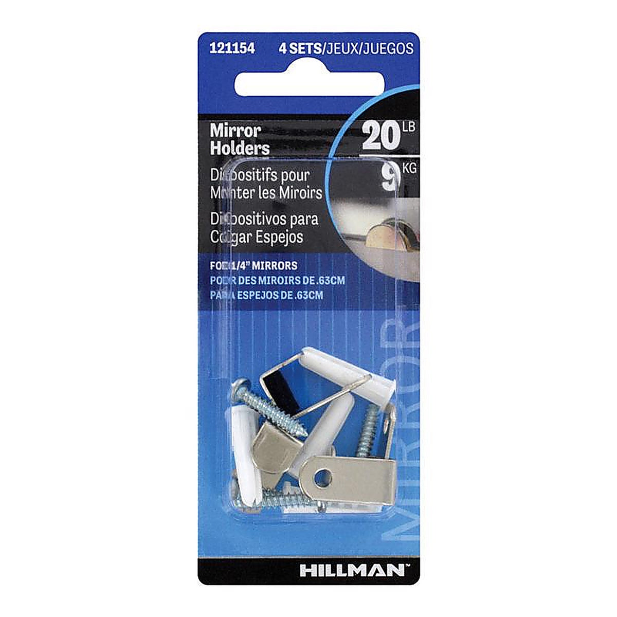 Hillman - 121154 - AnchorWire Silver Hidden Mirror Holder 20 lb 2 pk