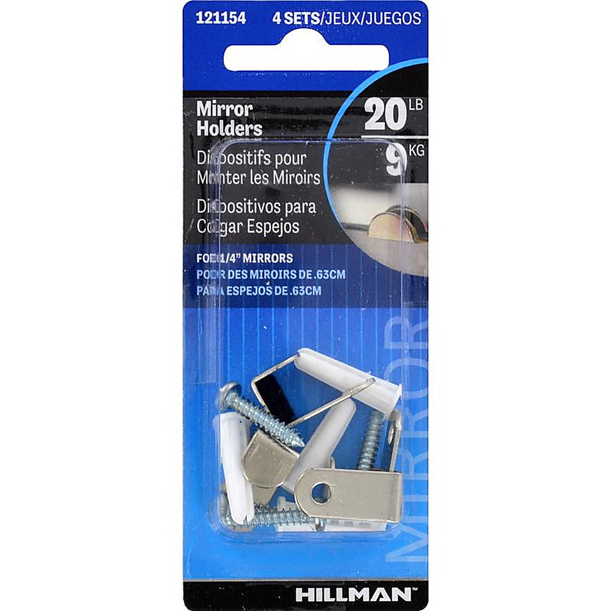 Hillman - 121154 - AnchorWire Silver Hidden Mirror Holder 20 lb 2 pk