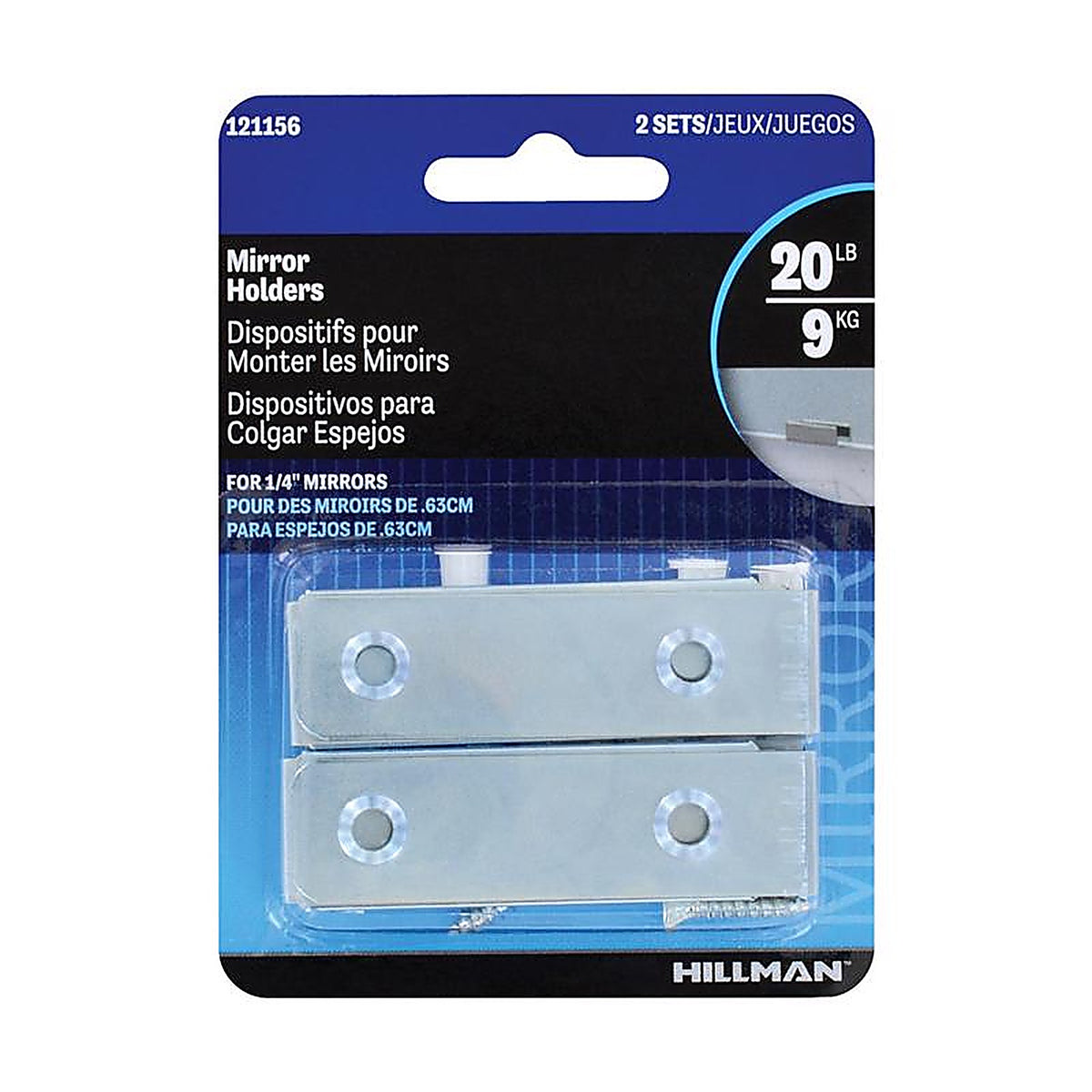 Hillman - 121156 - AnchorWire Silver Hidden Mirror Holder 20 lb 2 pk