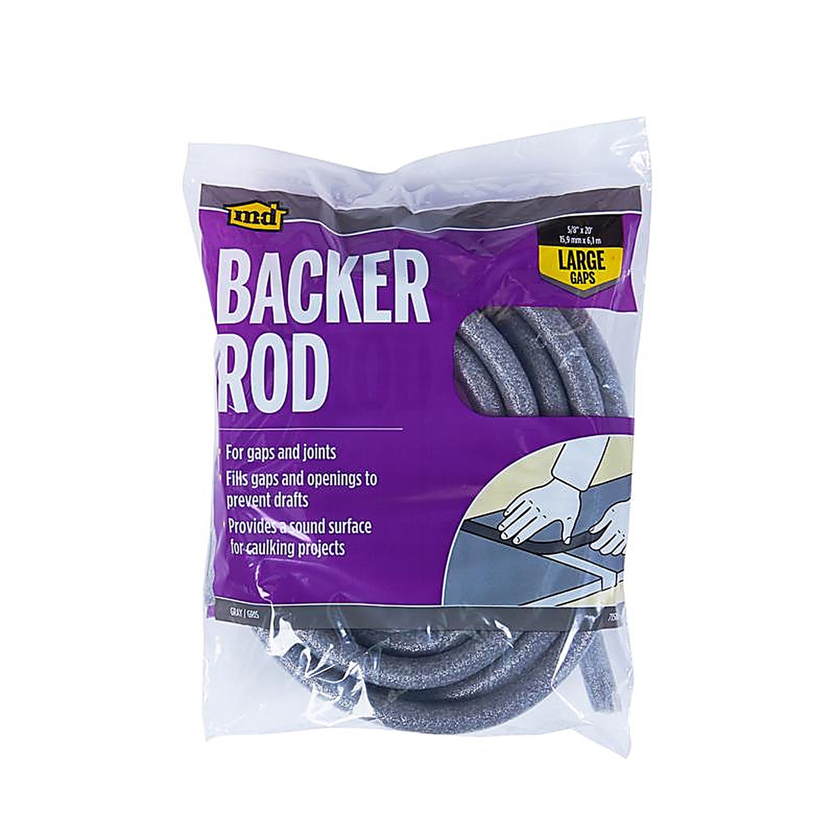 M-D - 71506 - Gray Polyethylene Caulk Backer Rod For Driveways and Sidewalks, Gaps and Openings