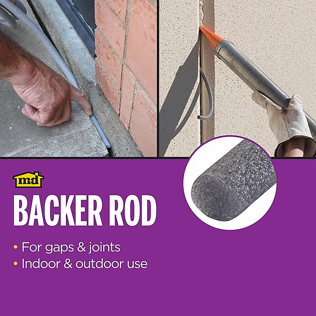 M-D - 71506 - Gray Polyethylene Caulk Backer Rod For Driveways and Sidewalks, Gaps and Openings