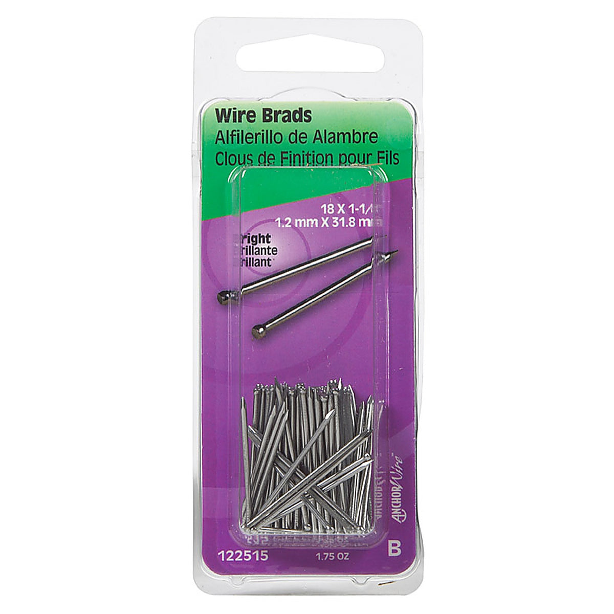 Hillman - 122515 - 18 Ga. x 1-1/4 in. L Bright Steel Brad Nails - 1/Pack 1.75 oz.