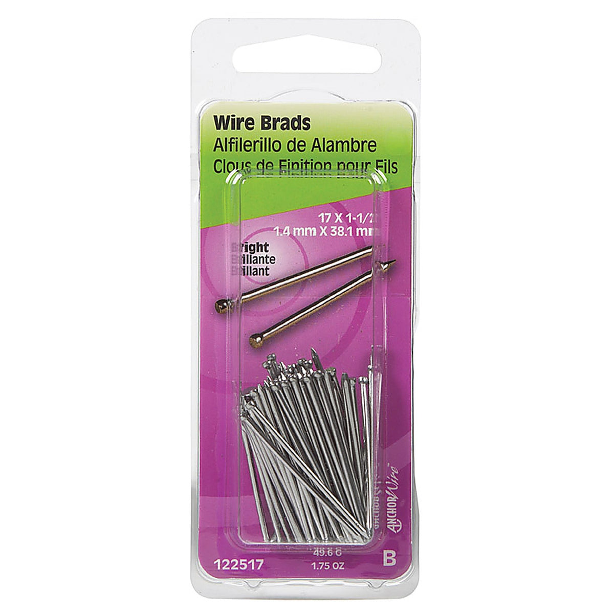 Hillman - 122517 - 17 Ga. x 1-1/2 in. L Bright Steel Brad Nails - 1/Pack 1.75 oz.