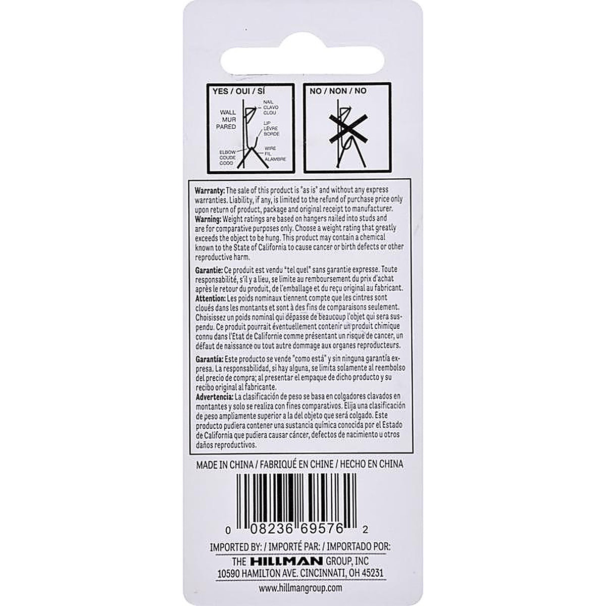 Hillman - 122307 - AnchorWire Steel-Plated White Standard Picture Hanger 20 lb 8 pk