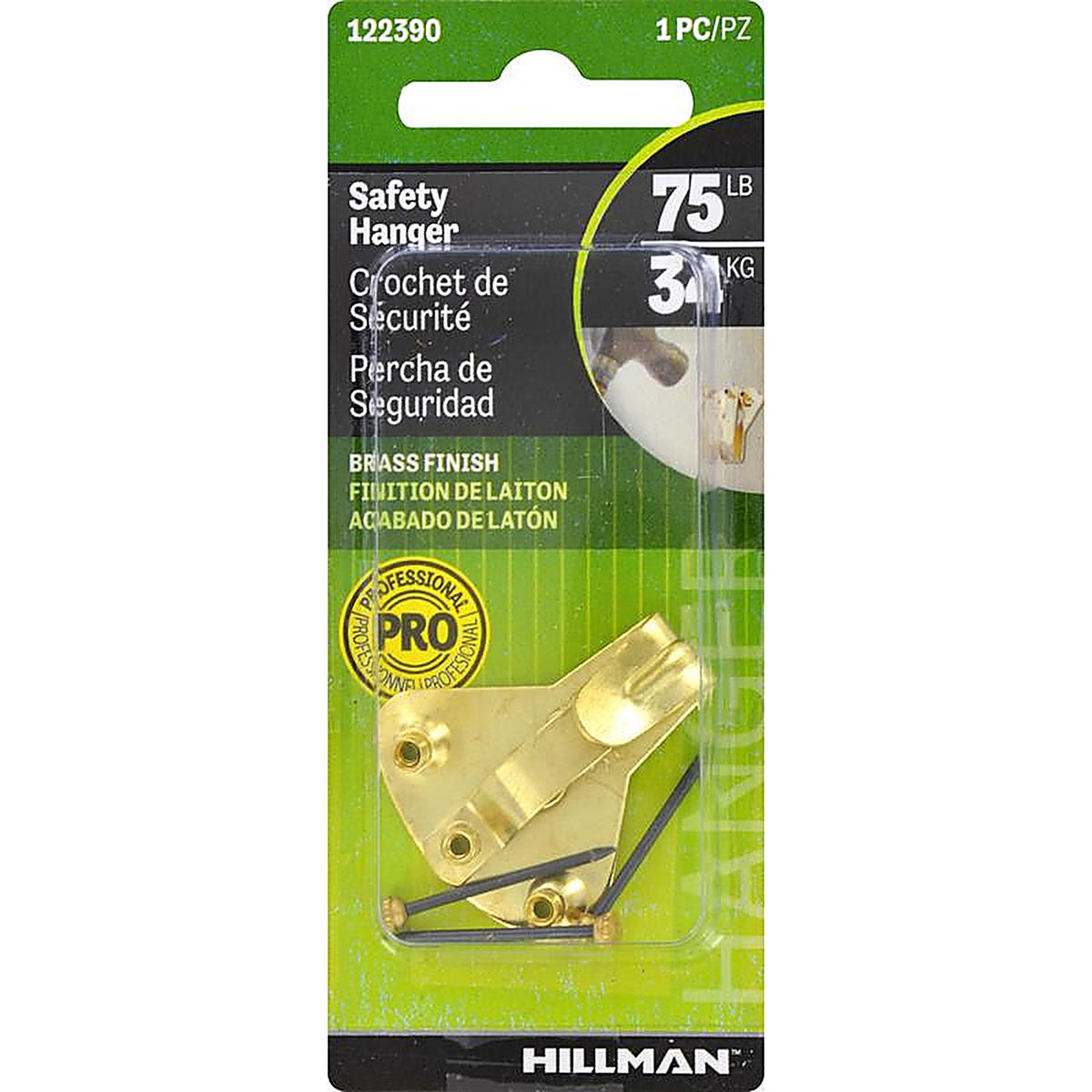 Hillman - 122390 - AnchorWire Brass-Plated Silver Safety Picture Hanger 75 lb 1 pk