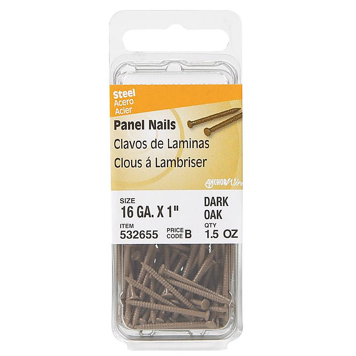 Hillman - 532655 - 1 in. Panel Dark Oak Steel Nail Large