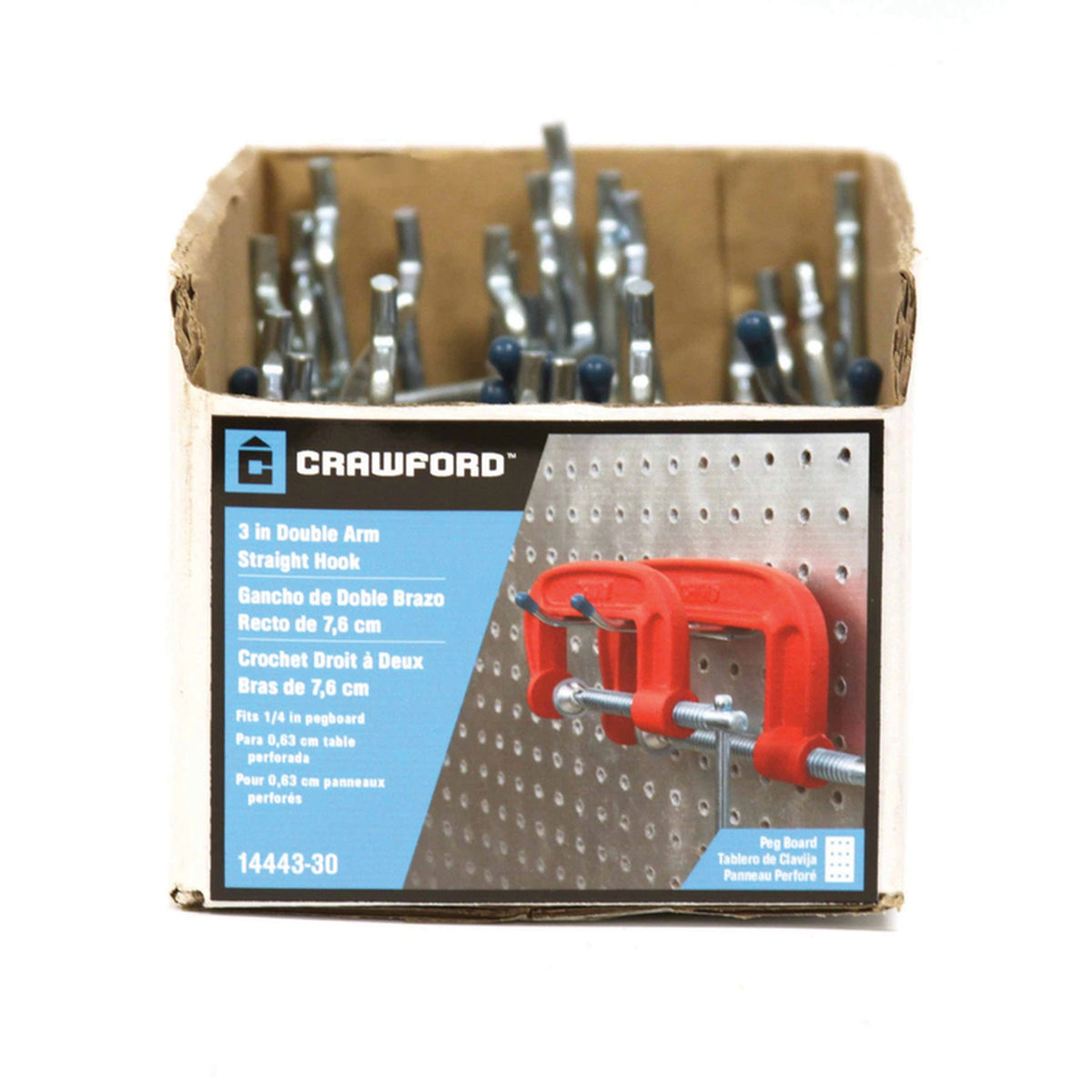 Crawford - 14443-30 - Zinc-Plated Silver Steel Pegboard Double Arm Hanger Holder 6 lb. capacity - 1/Pack