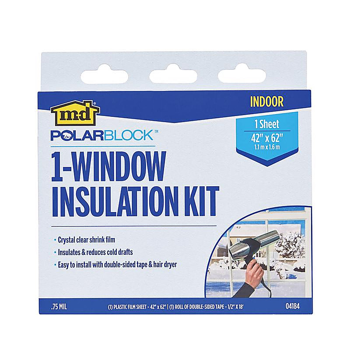 M-D - 04184 - Polar Block Clear Indoor Window Film Insulator Kit 42 in. W X 62 in. L