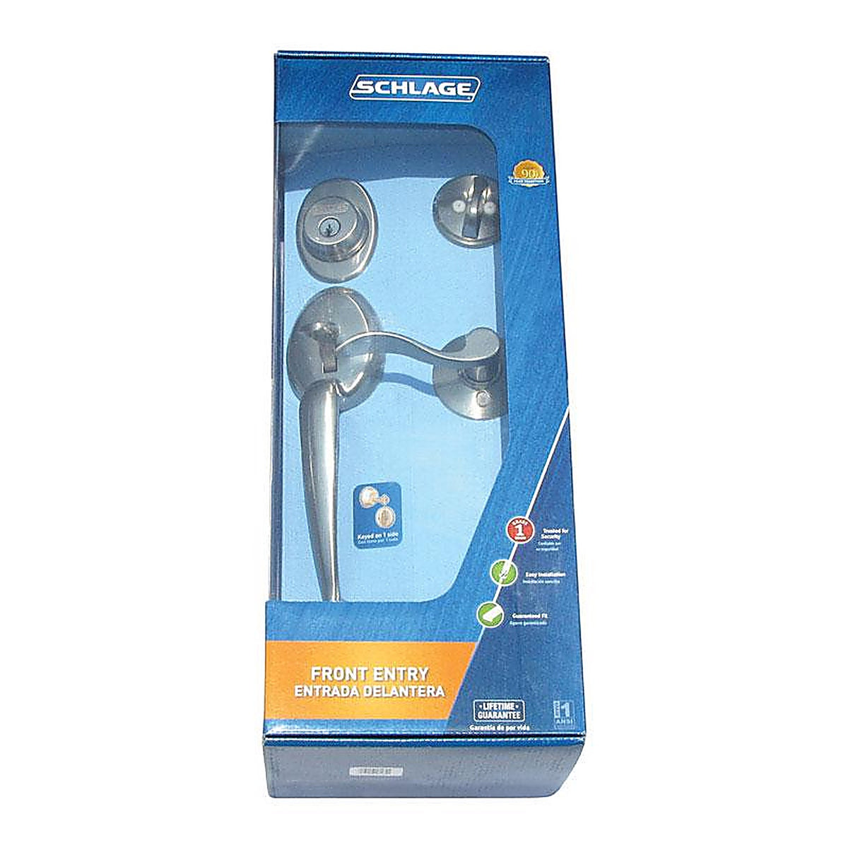 Schlage - F60VPLYXACC619 - Plymouth, Accent Satin Nickel Entry Handleset ANSI Grade 2 1-3/4 in.