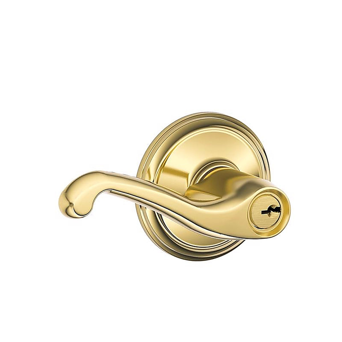 Schlage - F51VFLA505 - Flair Bright Brass Entry Lockset ANSI Grade 2 1-3/4 in.
