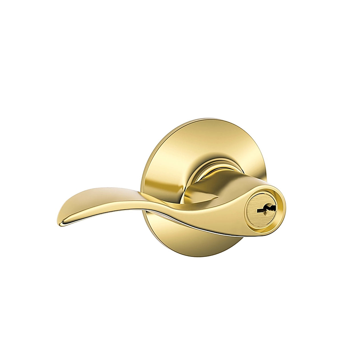 Schlage - F51AACC605 - Accent Bright Brass Entry Lockset ANSI Grade 2 1-3/4 in.