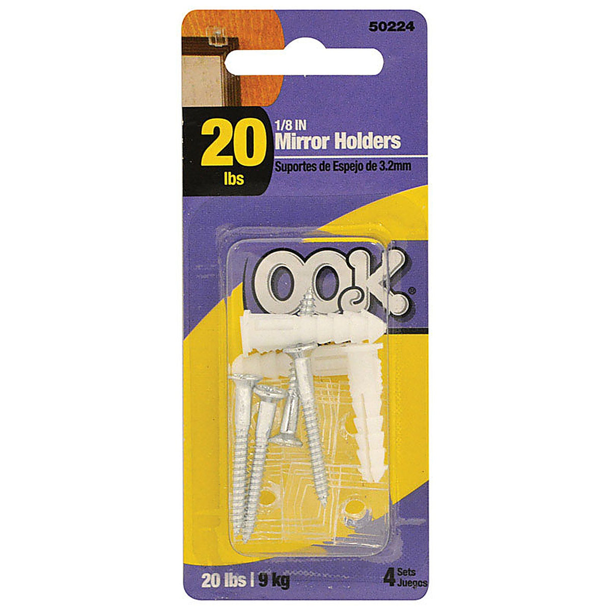 OOK - 50224 - Mirror Holder 20 lb 4 pk