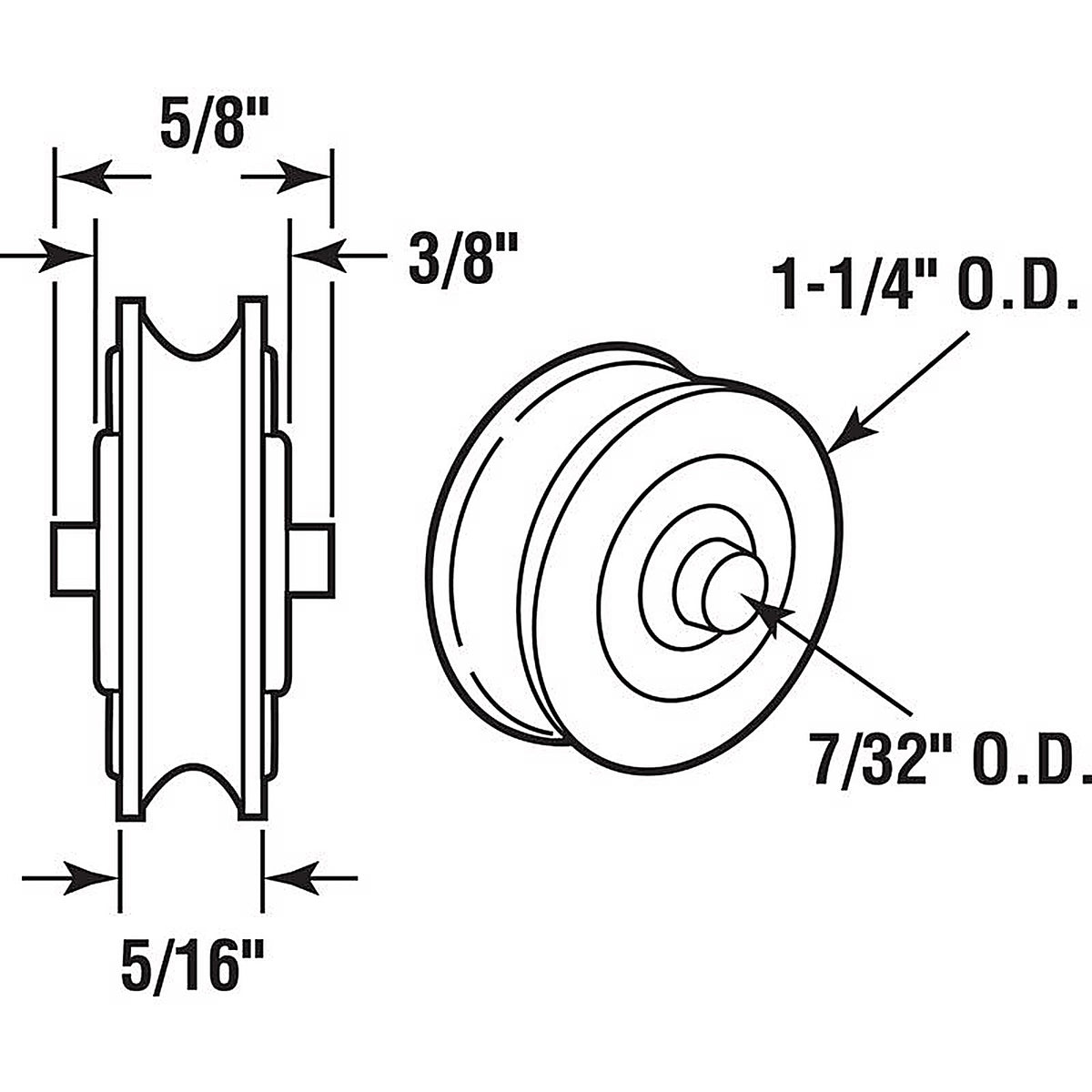 Prime-Line - D 1765 - 1-1/4 in. D X 5/16 in. L Steel Roller Assembly 2 pk