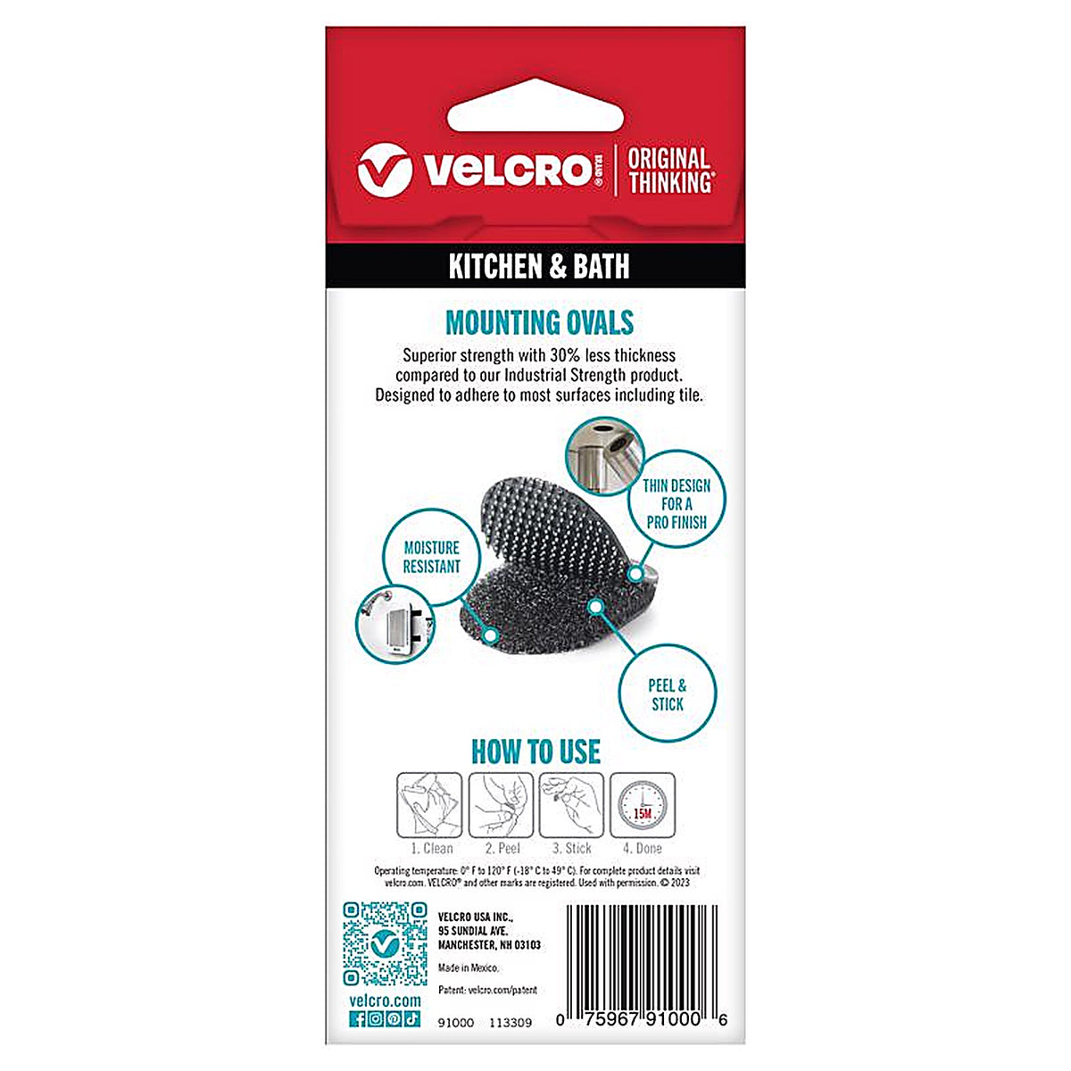 VELCRO - 91000 - Heavy Duty Low Profile Small Nylon Hook and Loop Fastener 1 in. L 10 pk