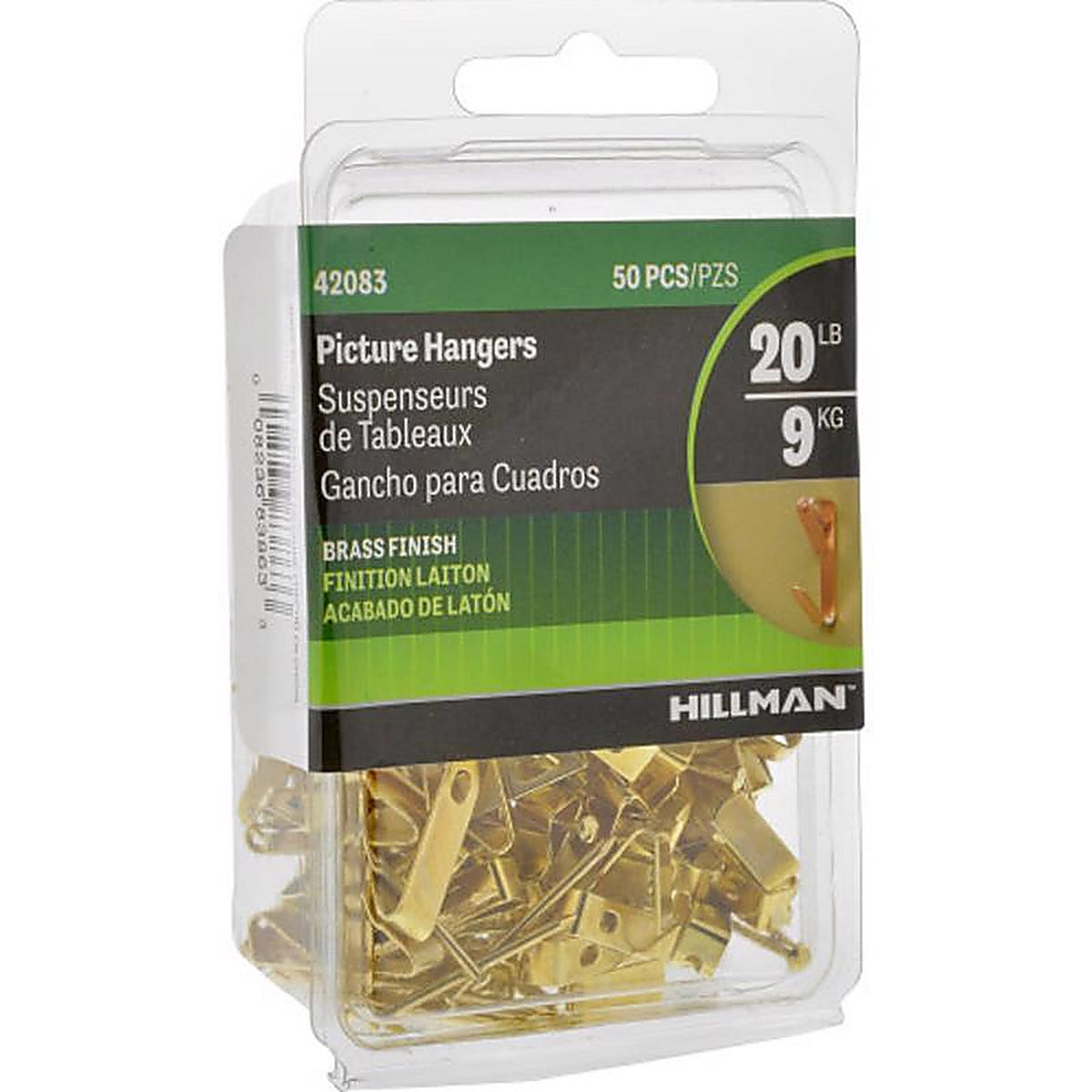 Hillman - 42083 - Brass-Plated Gold Conventional Picture Hanger 20 lb 50 pc