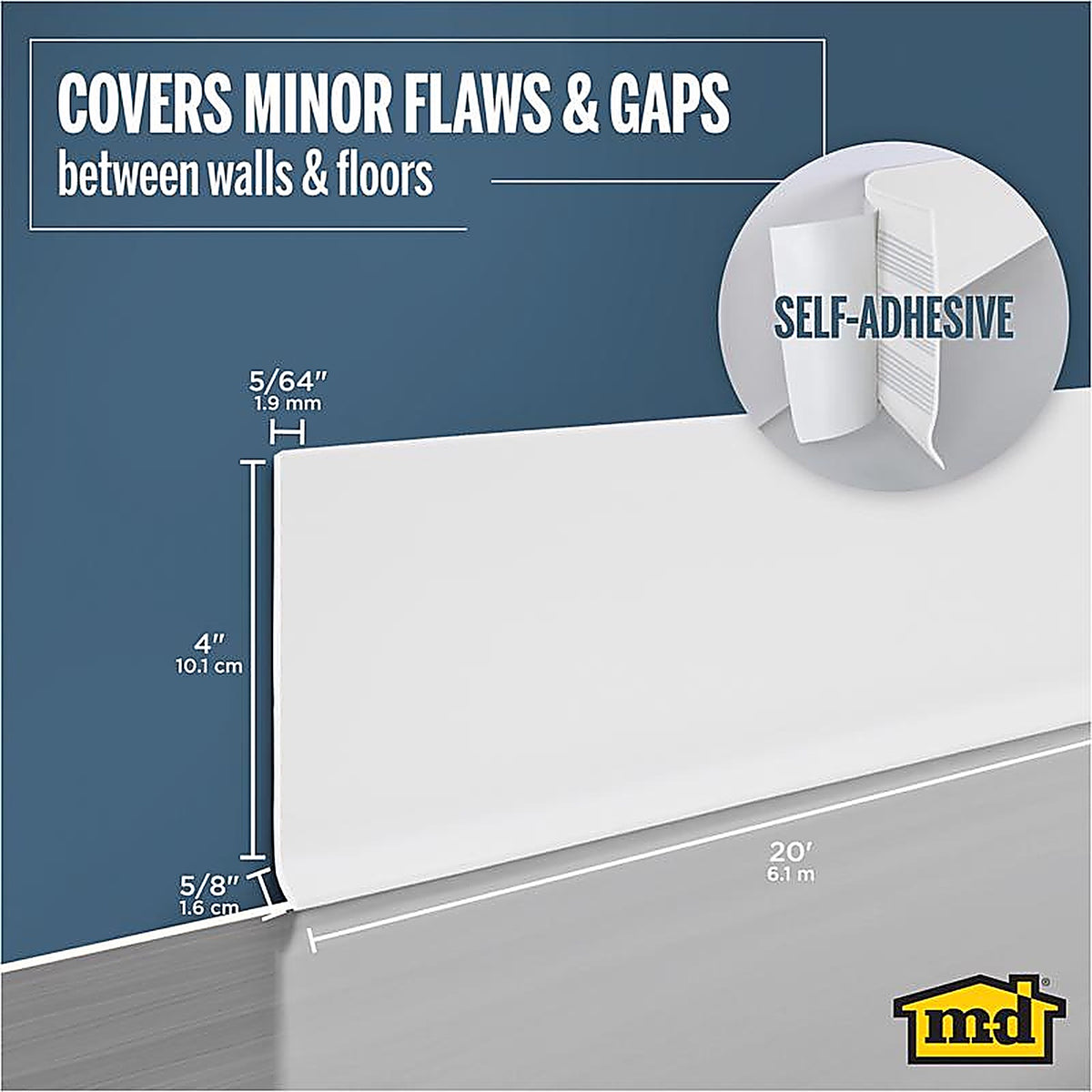 M-D - 93203 - 20 ft. L Prefinished White Vinyl Wall Base