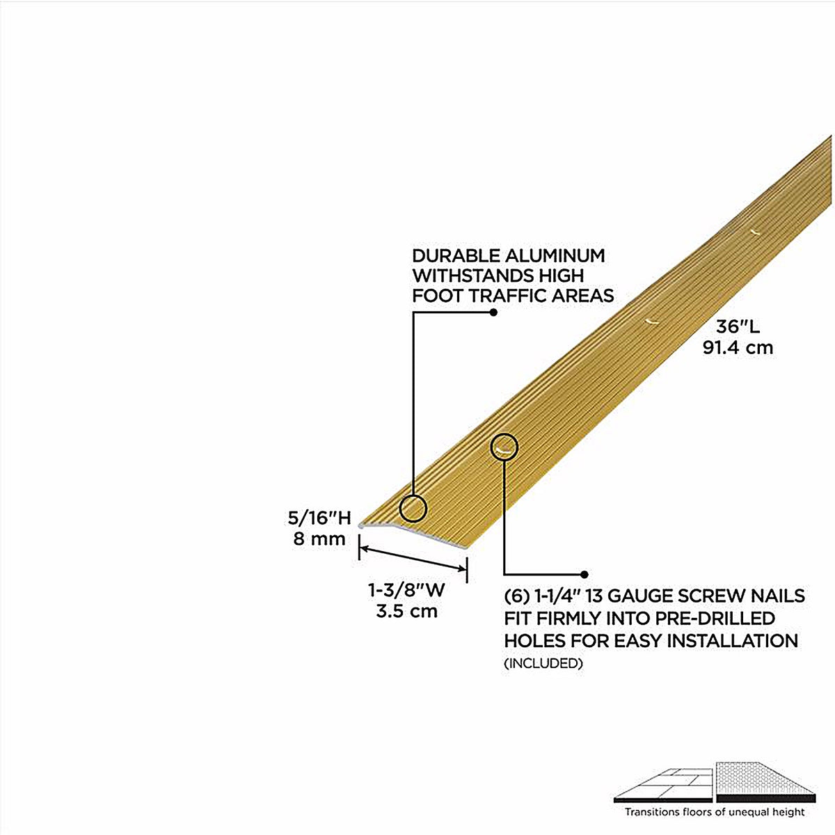 M-D - 79079 - 36 in. L Prefinished Satin Brass Aluminum Carpet Trim