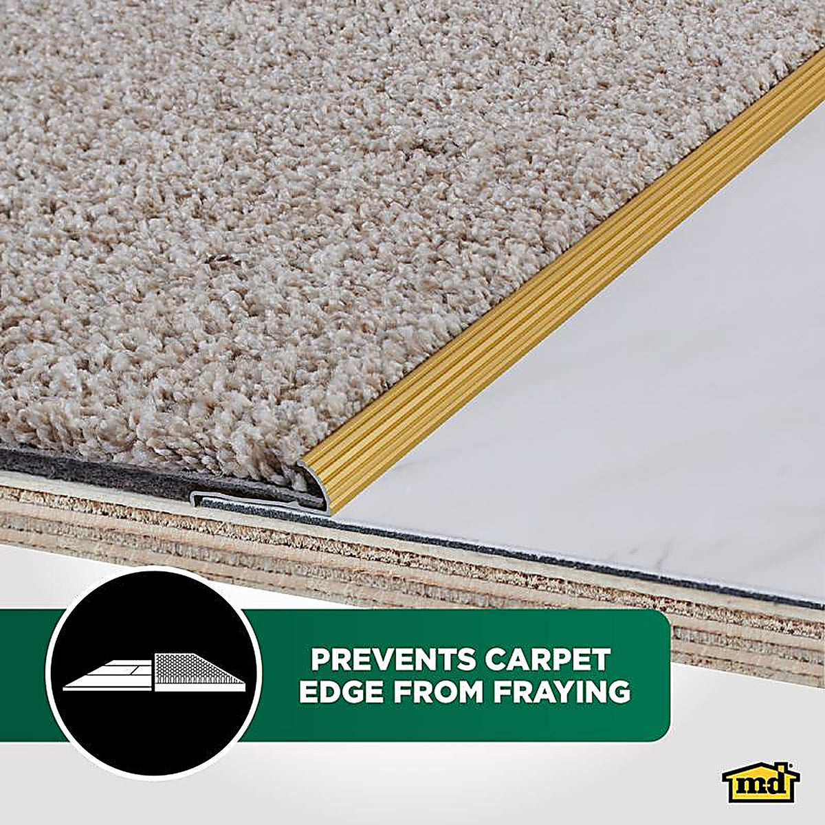 M-D - 79053 - 5/8 in. H x 36 L Prefinished Satin Brass Aluminum Carpet Gripper