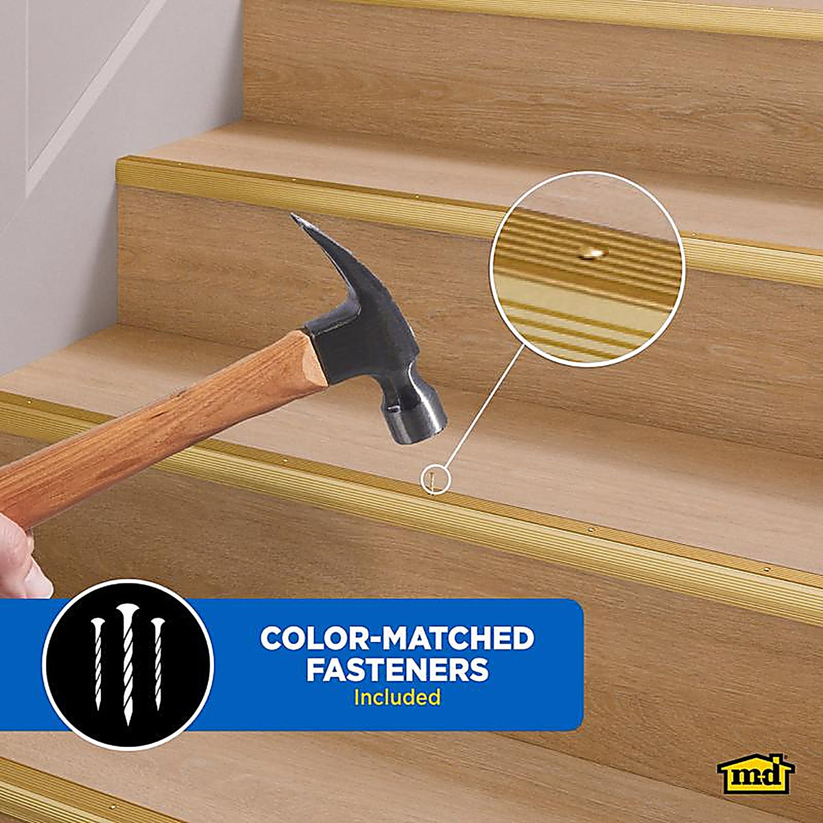 M-D - 79020 - 1-1/8 in. H X 36 in. L Prefinished Satin Brass Aluminum Stair Edge