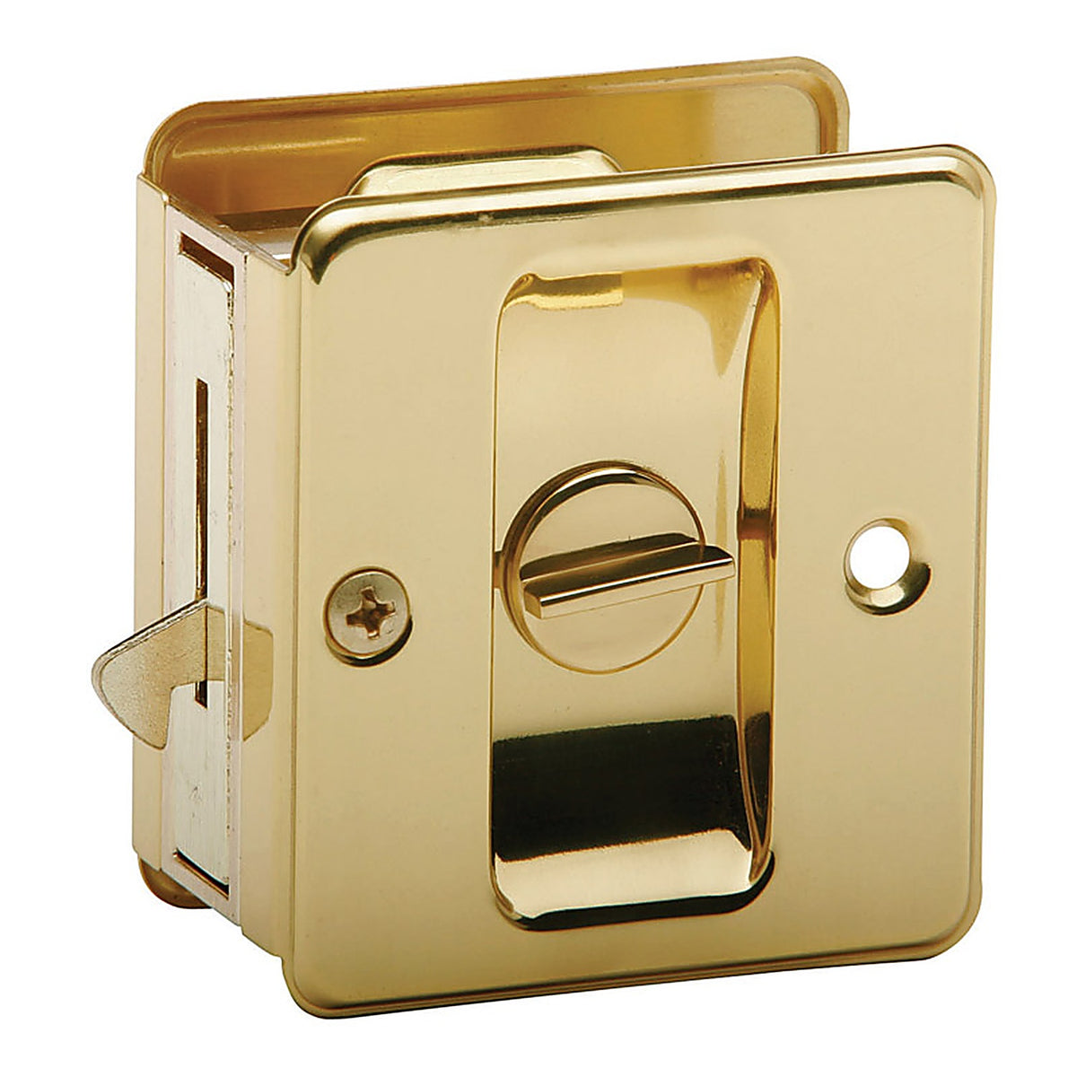 Schlage - SC991B-605 - Bright Brass Gold Solid Brass Pocket Door Privacy Lock 1 pc