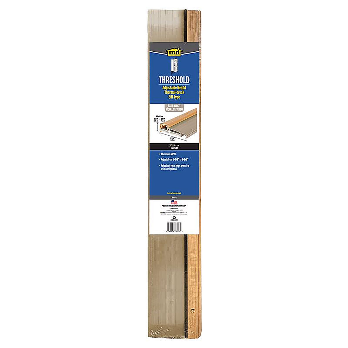 M-D - 49008 - 0.63 in. H x 3.5 in. W x 36 in. L Satin Nickel Aluminum Thermal Break Threshold