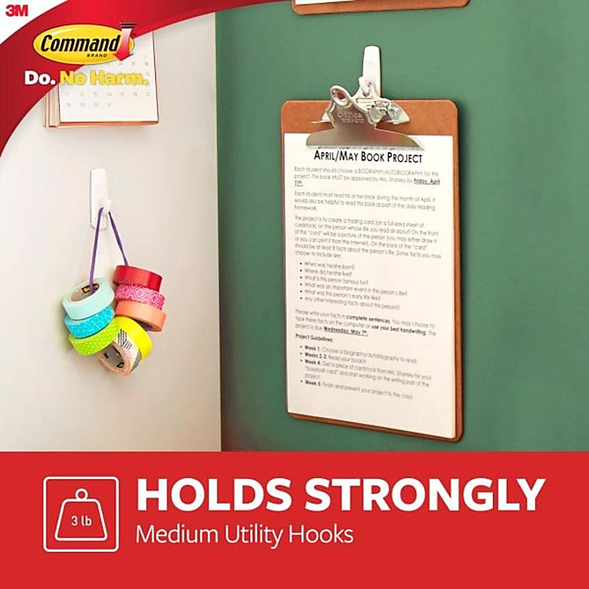 3M - 17001-6ES - Command Medium Plastic Hook 3-7/8 in. L - 6/Pack