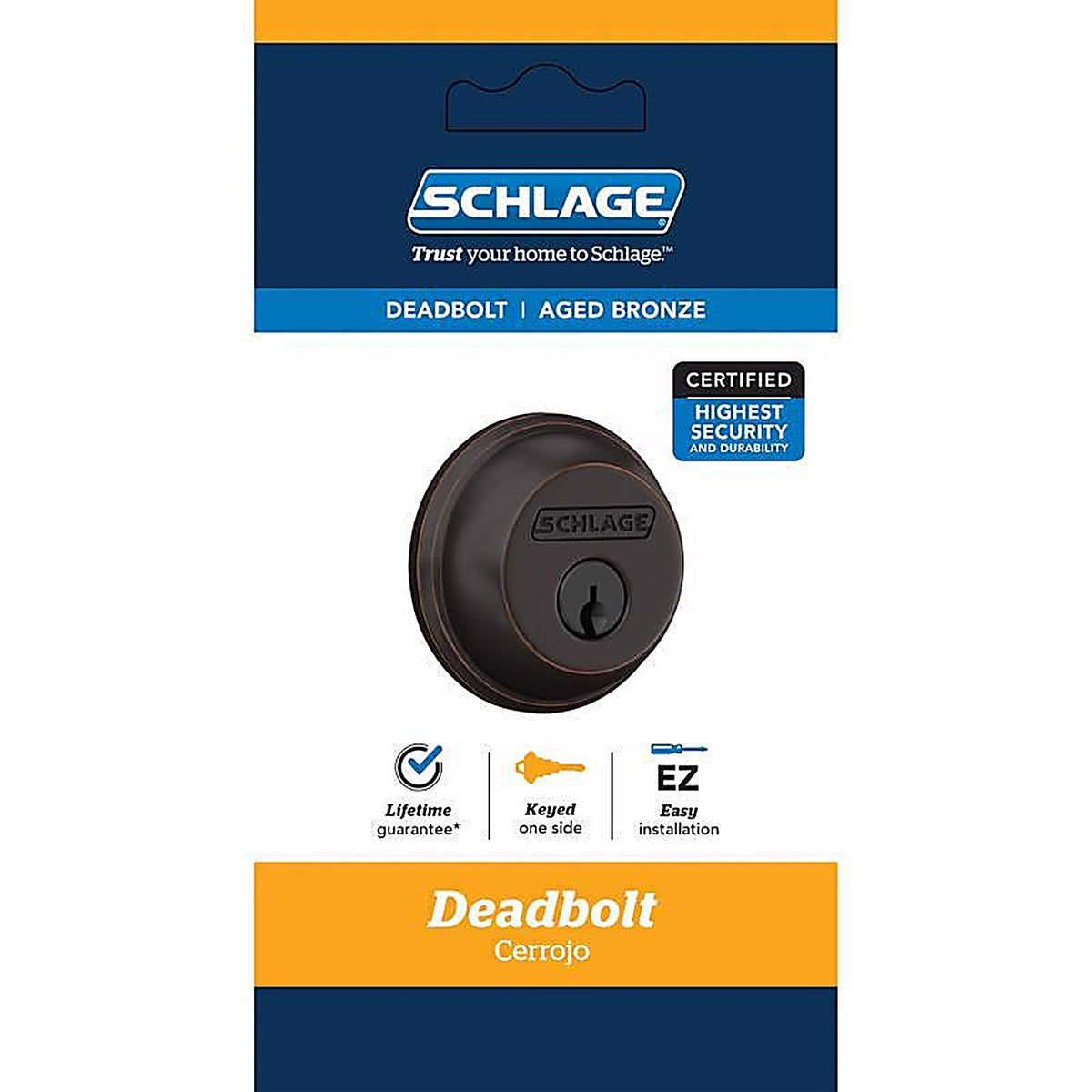 Schlage - B60 N G 716 - Aged Bronze Zinc Single Cylinder Deadbolt