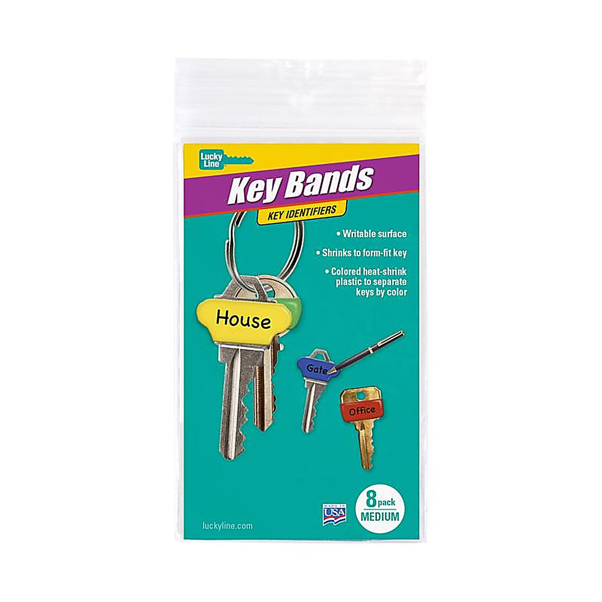 Lucky Line - 17108 - Plastic Assorted Key Sleeve, Medium - 8/Pack