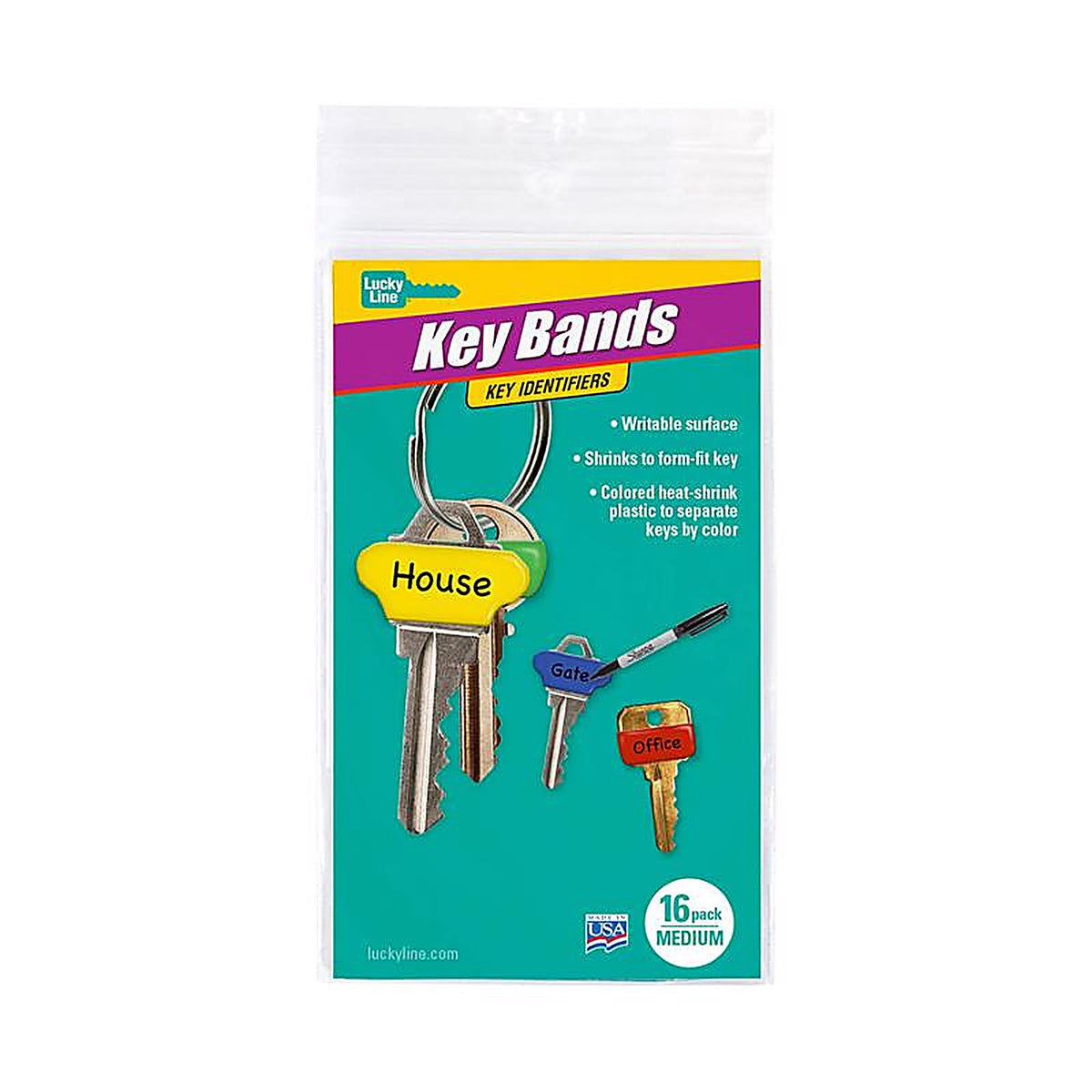 Lucky Line - 17116 - Plastic Assorted Key Sleeve, Medium - 16/Pack