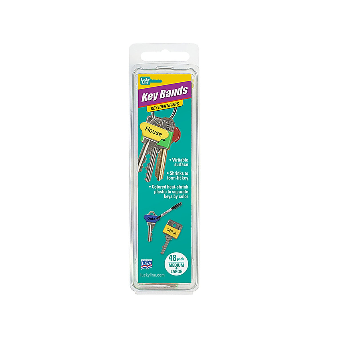 Lucky Line - 17248 - Plastic Assorted Key ID Tag, Assorted, 48/Pack