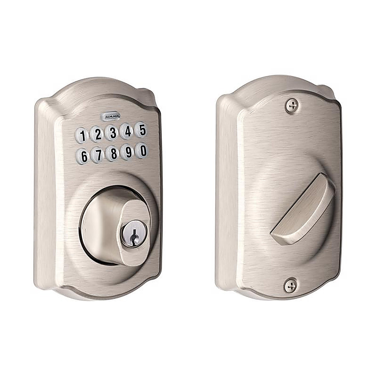 Schlage - BE365VCAM619 - Satin Nickel Steel Electronic Deadbolt