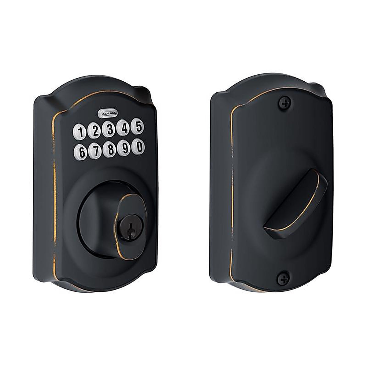 Schlage - BE365VCAM716 - Aged Bronze Steel Electronic Deadbolt
