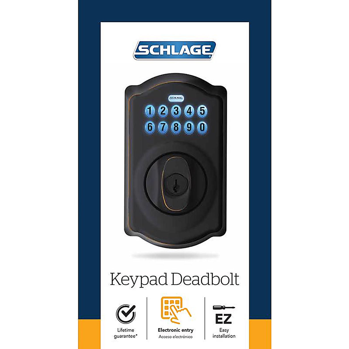 Schlage - BE365VCAM716 - Aged Bronze Steel Electronic Deadbolt