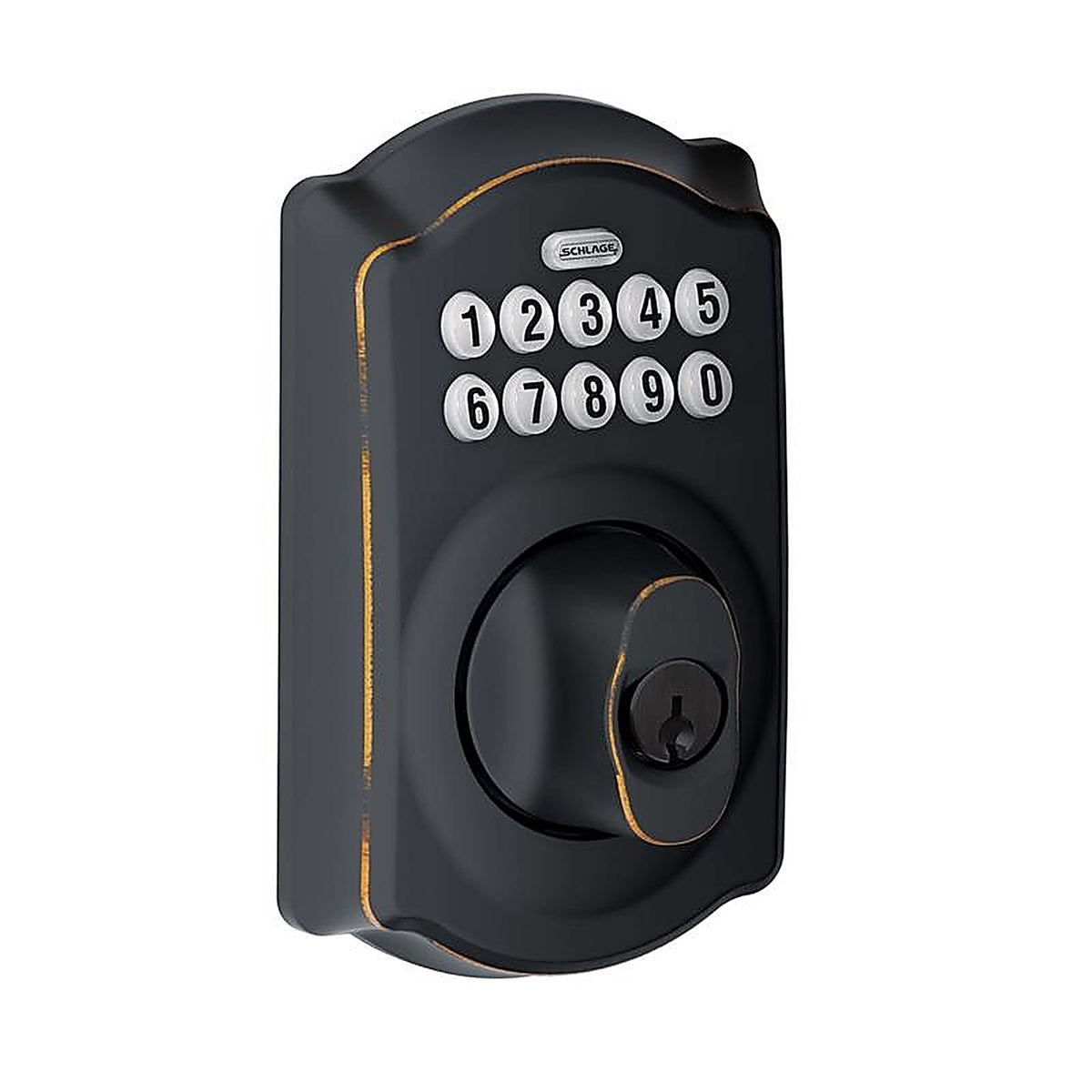 Schlage - BE365VCAM716 - Aged Bronze Steel Electronic Deadbolt