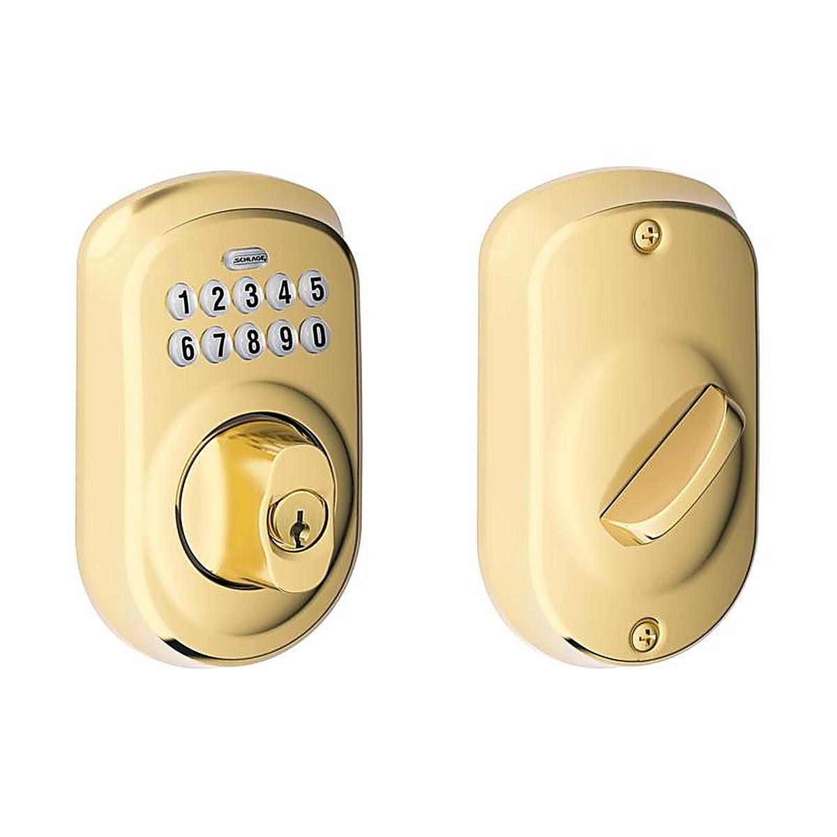 Schlage - BE365VPLY505 - Bright Brass Steel Electronic Deadbolt