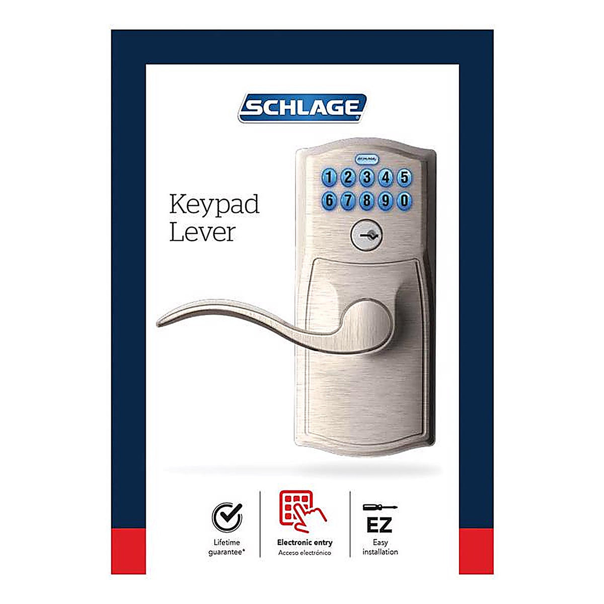 Schlage - FE595VCAMACC619 - Satin Nickel Steel Electronic Keypad Entry Lock