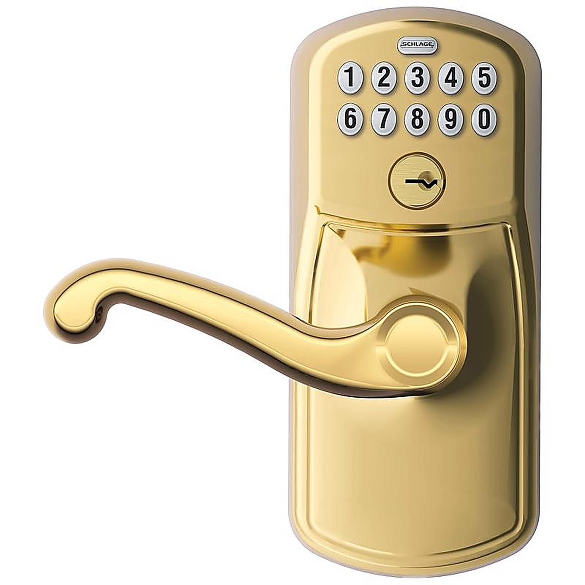 Schlage - FE595VPLYFLA505 - Bright Brass Steel Electronic Keypad Entry Lock