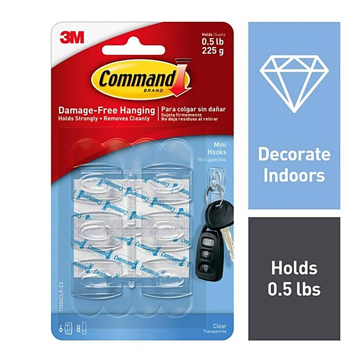 3M - 17006CLR-ES - Mini Hook 11/8 in. L - 6/Pack