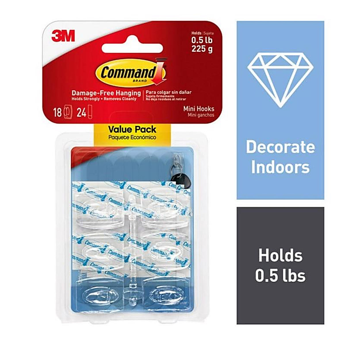 3M - 17006CLR-18ES - Mini Hook - 18/Pack