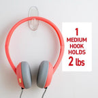 3M - 17091CLR-ES - Medium Plastic Hook - 2/Pack