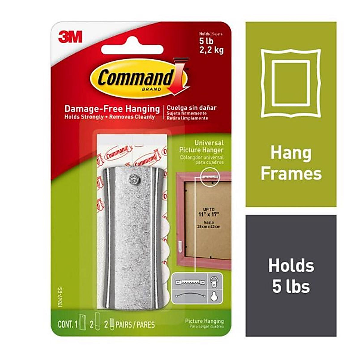 3M - 17047-ES - Command Silver Picture Hanger 5 lb. - 1/Pack