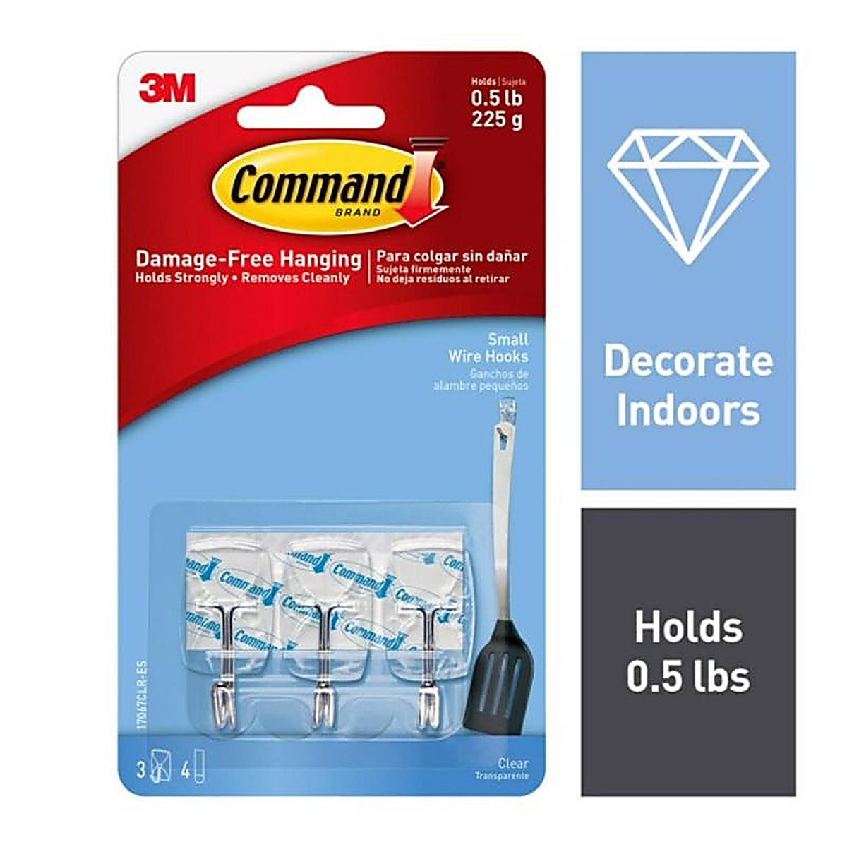 3M - 17067CLR - Small Plastic Wire Hooks 1-5/8 in. L - 3/Pack