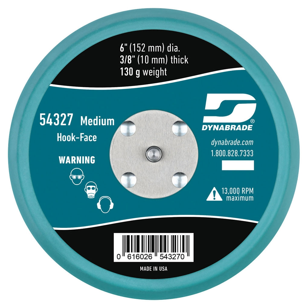 DYNABRADE - 54327 - 6 in (152 mm) Dia. Non-Vacuum Disc Pad, Hook-Face, Short Nap