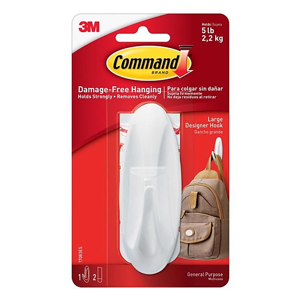 3M - 17083ES - Large Plastic Designer Hook 4-1/8 in. L - 1/Pack