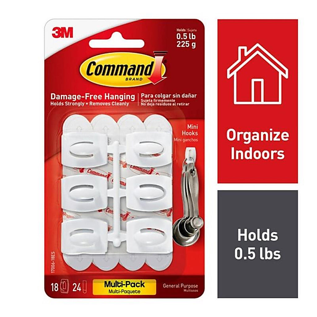 3M - 17006-18ES - Command Mini Plastic Hook 11/8 in. L - 18/Pack