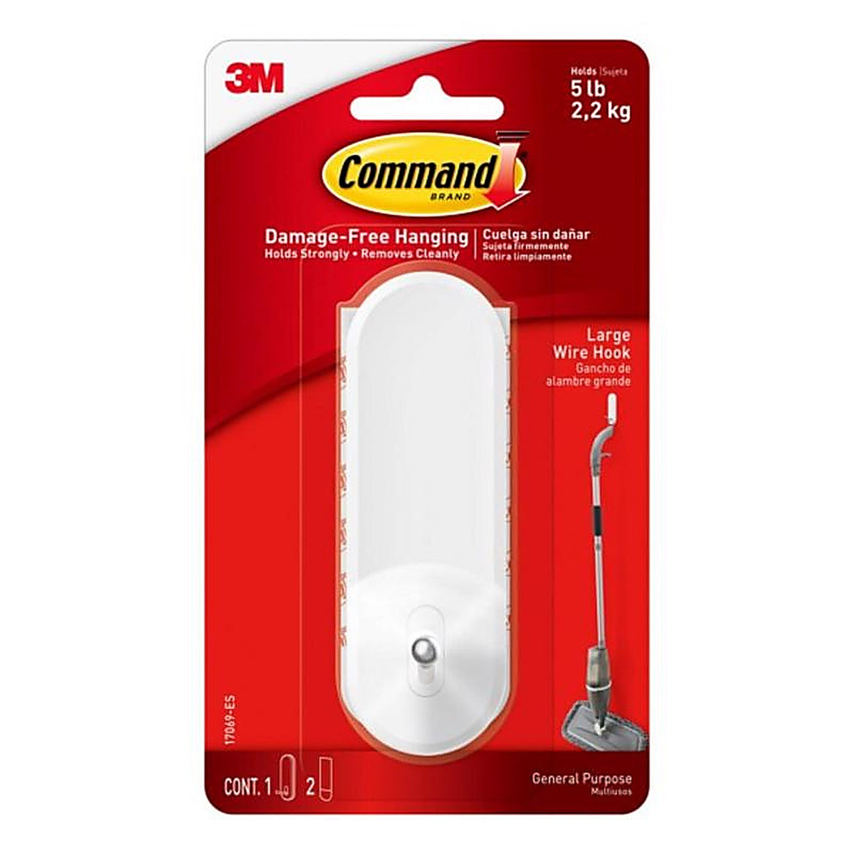 3M - 17069-ES - Large Plastic Wire Hooks 4-1/8 in. L - 1/Pack