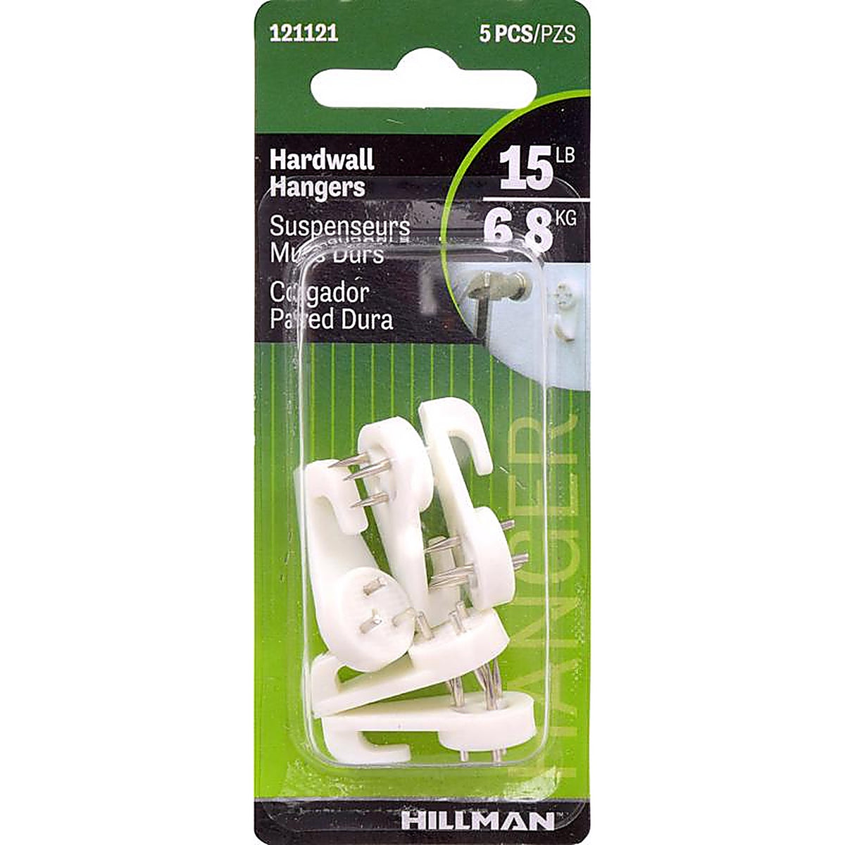 Hillman - 121121 - AnchorWire Plastic Coated Hardwall Picture Hook 15 lb 5 pk